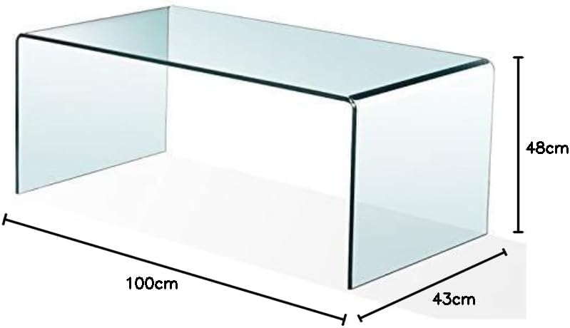 SDM Cheval Couchtisch Glas – Gebogenes Sicherheitsglas 10 mm, Transparent, Modern (100 x 48 cm)