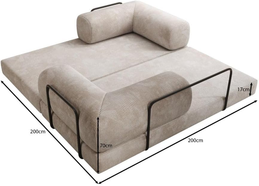 Luxusbetten24 Lazy 3-Sitzer Sofa – Designer-Couch aus Cord, modernes Loungesofa mit Metallrahmen