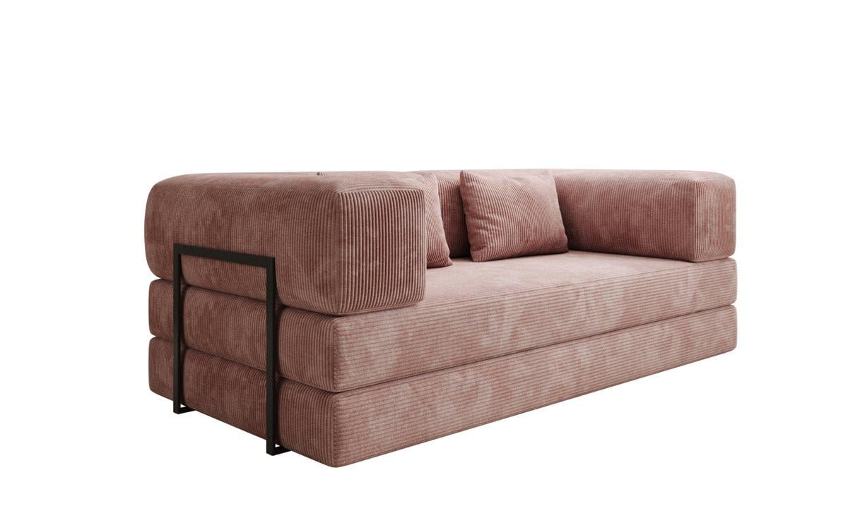 Luxusbetten24 Lazy 3-Sitzer Sofa – Designer-Couch aus Cord, modernes Loungesofa mit Metallrahmen