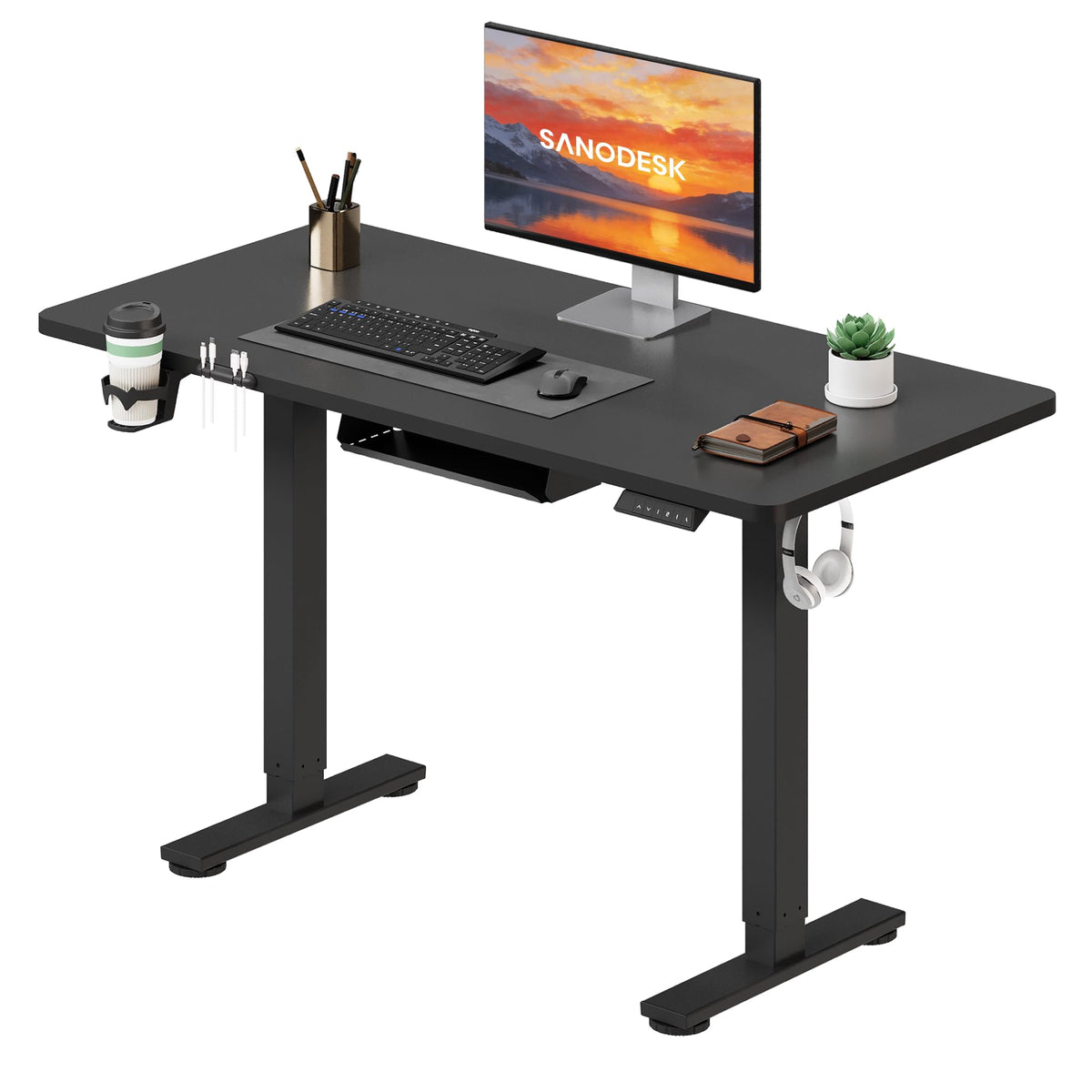 SANODESK höhenverstellbarer Schreibtisch – XXL Stehschreibtisch elektrisch, ergonomisch, stabil