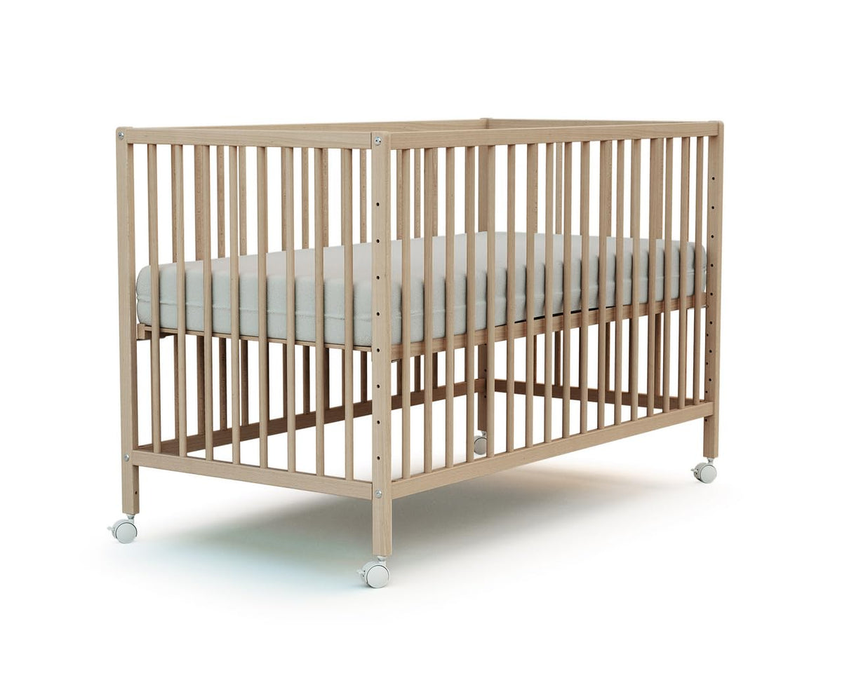 Webaby - Babybett Beistellbett Holz 60x120 cm Buche Natur LIO | Kinderbett Co-Sleeping Babybett | Von Geburt an | Höhenverstellbar | Lattenrost