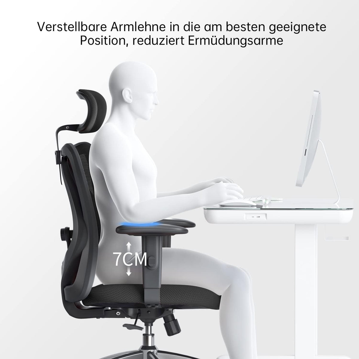 SIHOO Ergonomischer Bürostuhl – Verstellbare Lendenstütze, Kopfstütze, Wippfunktion, Belastbar bis 150 kg