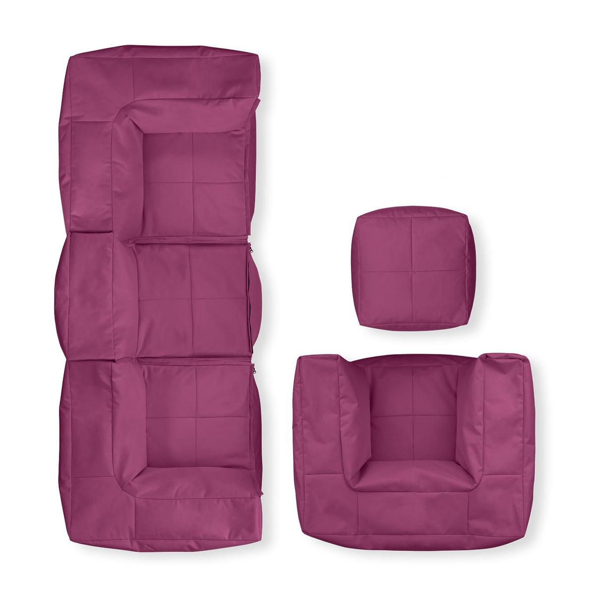 Lumaland Modulares Cord Sitzsack Sofa Set – Bean Bag Module mit EPS-Füllung, Weich, Indoor, Modern