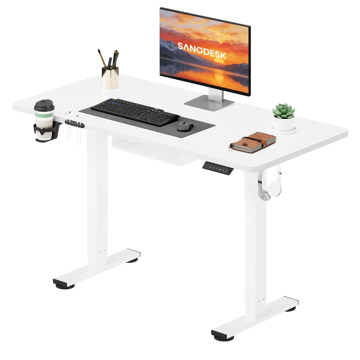 SANODESK höhenverstellbarer Schreibtisch – XXL Stehschreibtisch elektrisch, ergonomisch, stabil
