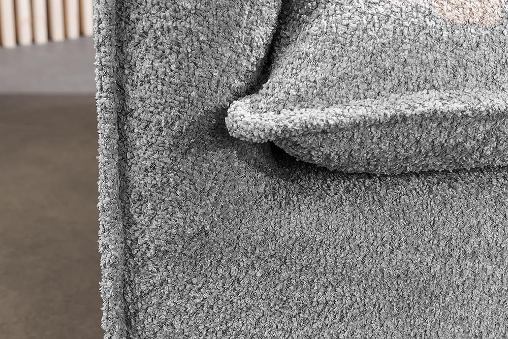 Riess Ambiente Heaven 3-Sitzer Sofa 200 cm Grau Bouclé Federkern Couch Modern Rücken echt