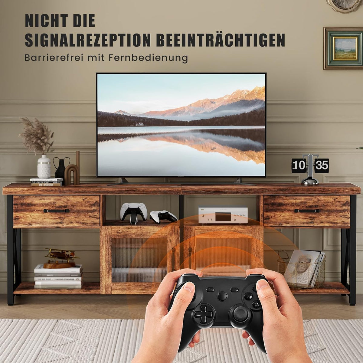 Generic TV Lowboard Industrial Style, Brown, 180 cm, Wood & Metal, for 60-70 Inch TVs
