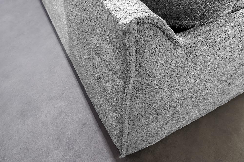 Riess Ambiente Heaven 3-Sitzer Sofa 200 cm Grau Bouclé Federkern Couch Modern Rücken echt