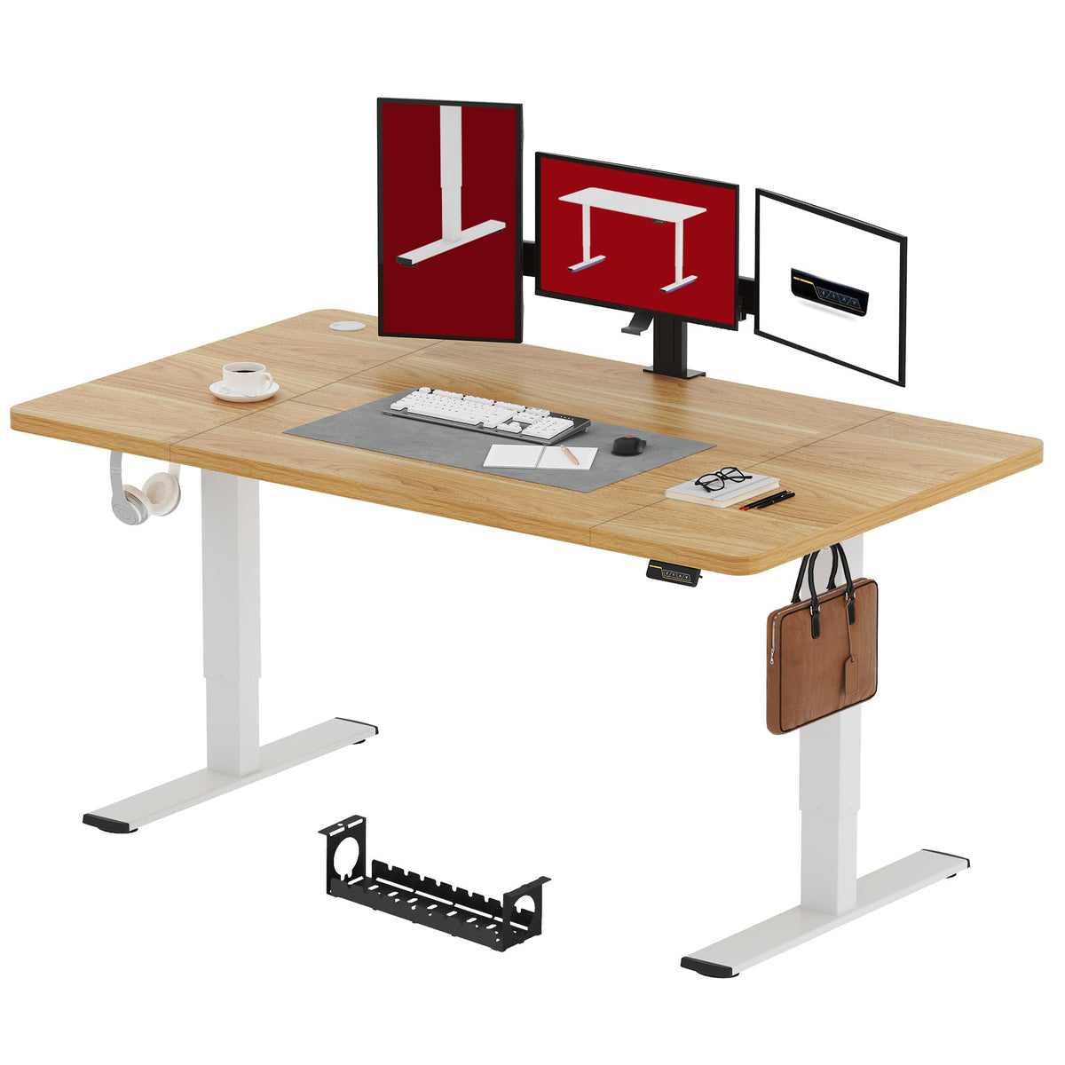 SANODESK höhenverstellbarer Schreibtisch – XXL Stehschreibtisch elektrisch, ergonomisch, stabil