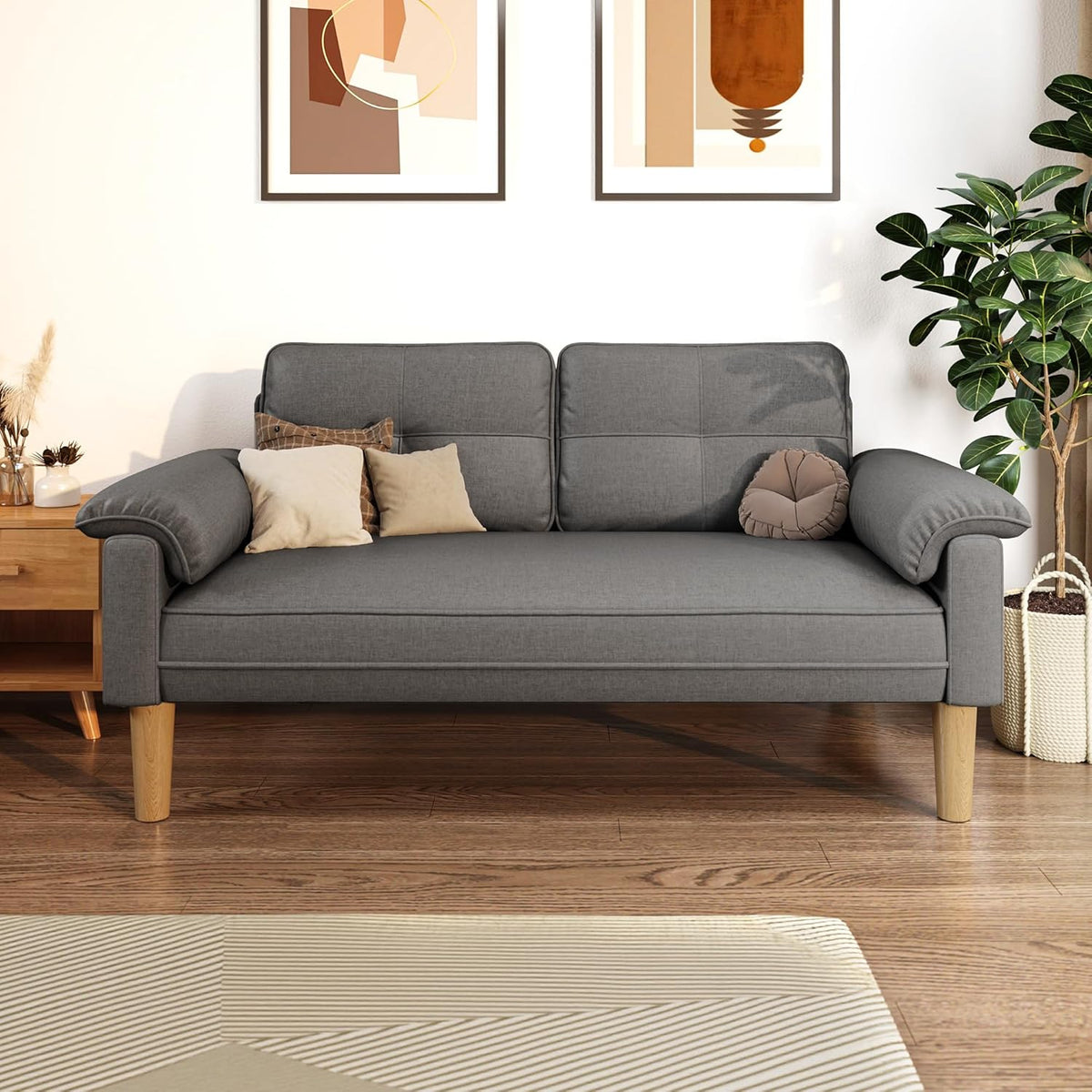 Xbro 2-Sitzer Stoffsofa – Modernes Loveseat, Mit Armlehnen und Seitentasche
