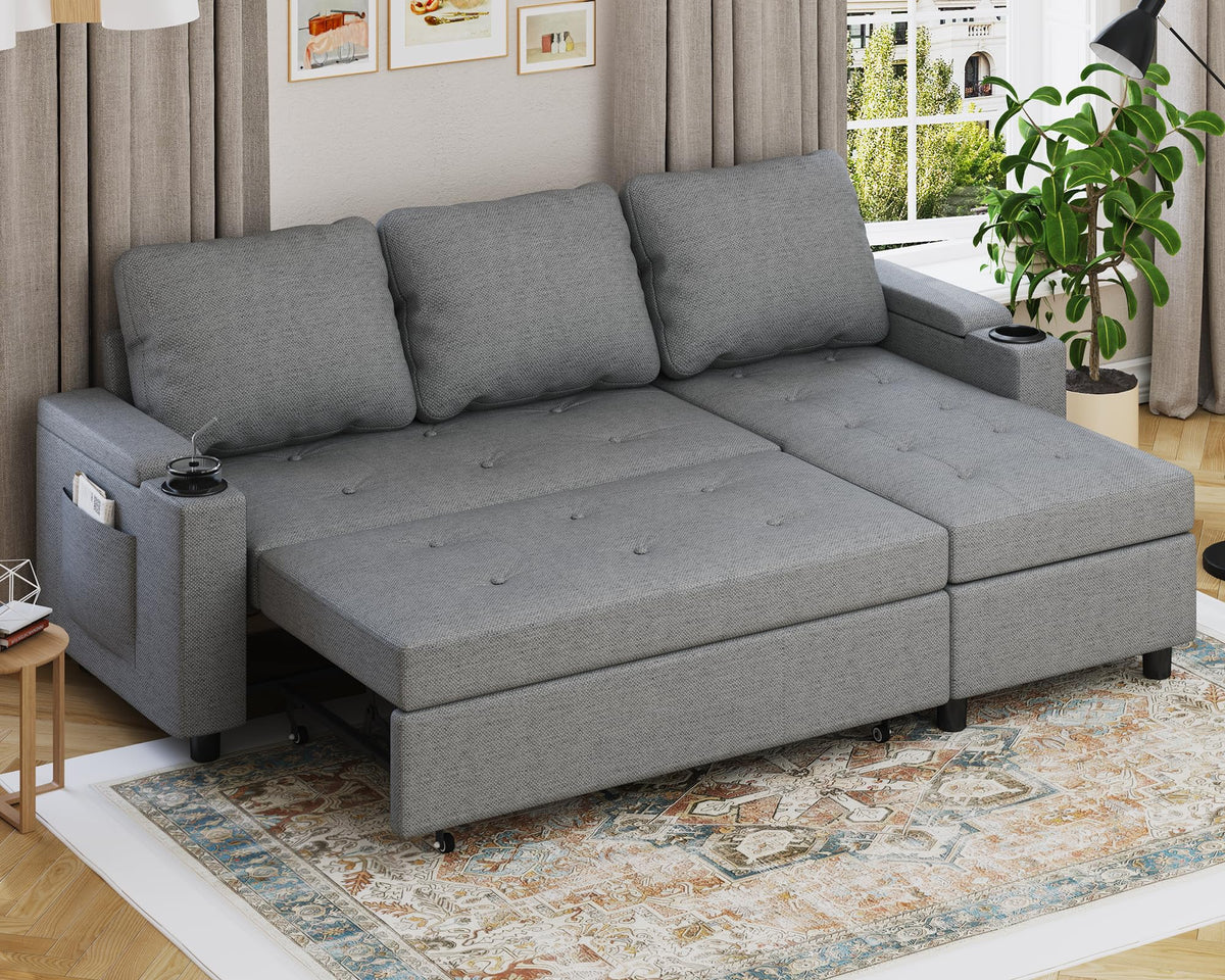 Devoko Ecksofa mit Schlaffunktion – 3-Sitzer, Bettkasten & Schlaffunktion