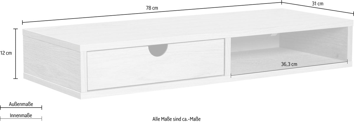 Woodman Farsta Wandschrank Eiche Furnier – FSC, schwebend, modern, platzsparend