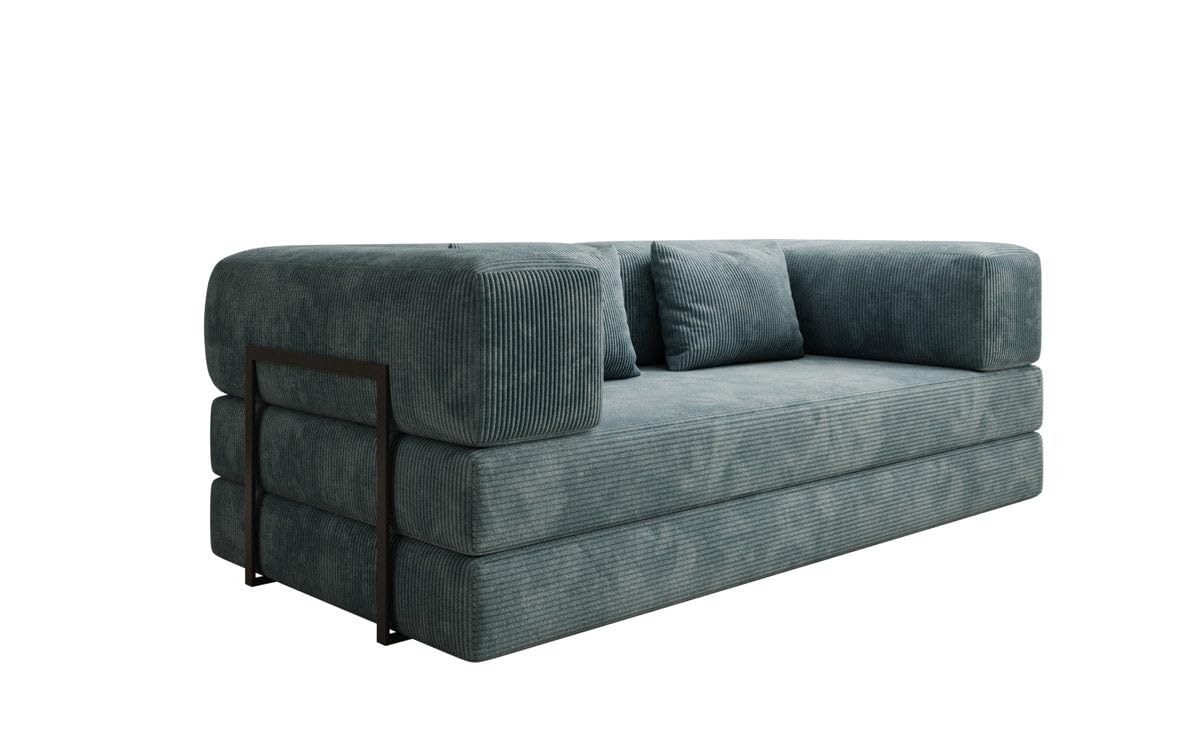 Luxusbetten24 Lazy 3-Sitzer Sofa – Designer-Couch aus Cord, modernes Loungesofa mit Metallrahmen