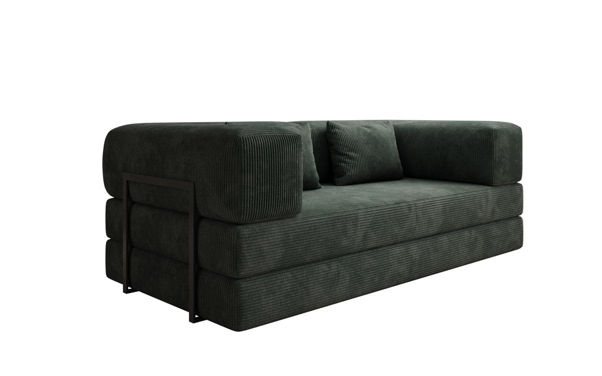 Luxusbetten24 Lazy 3-Sitzer Sofa – Designer-Couch aus Cord, modernes Loungesofa mit Metallrahmen