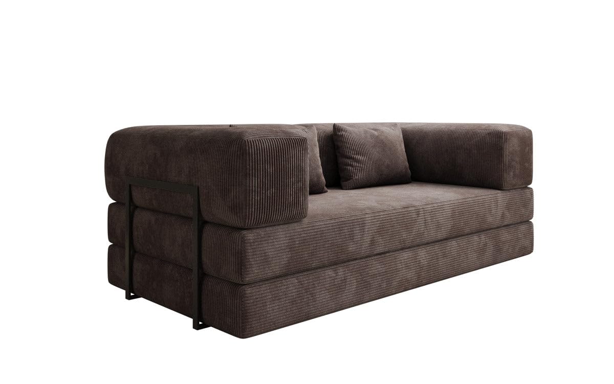 Luxusbetten24 Lazy 3-Sitzer Sofa – Designer-Couch aus Cord, modernes Loungesofa mit Metallrahmen