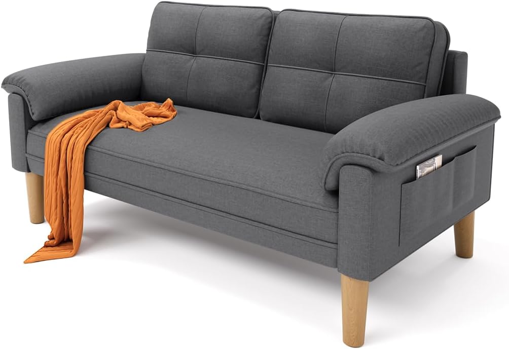 Xbro 2-Sitzer Stoffsofa – Modernes Loveseat, Mit Armlehnen und Seitentasche