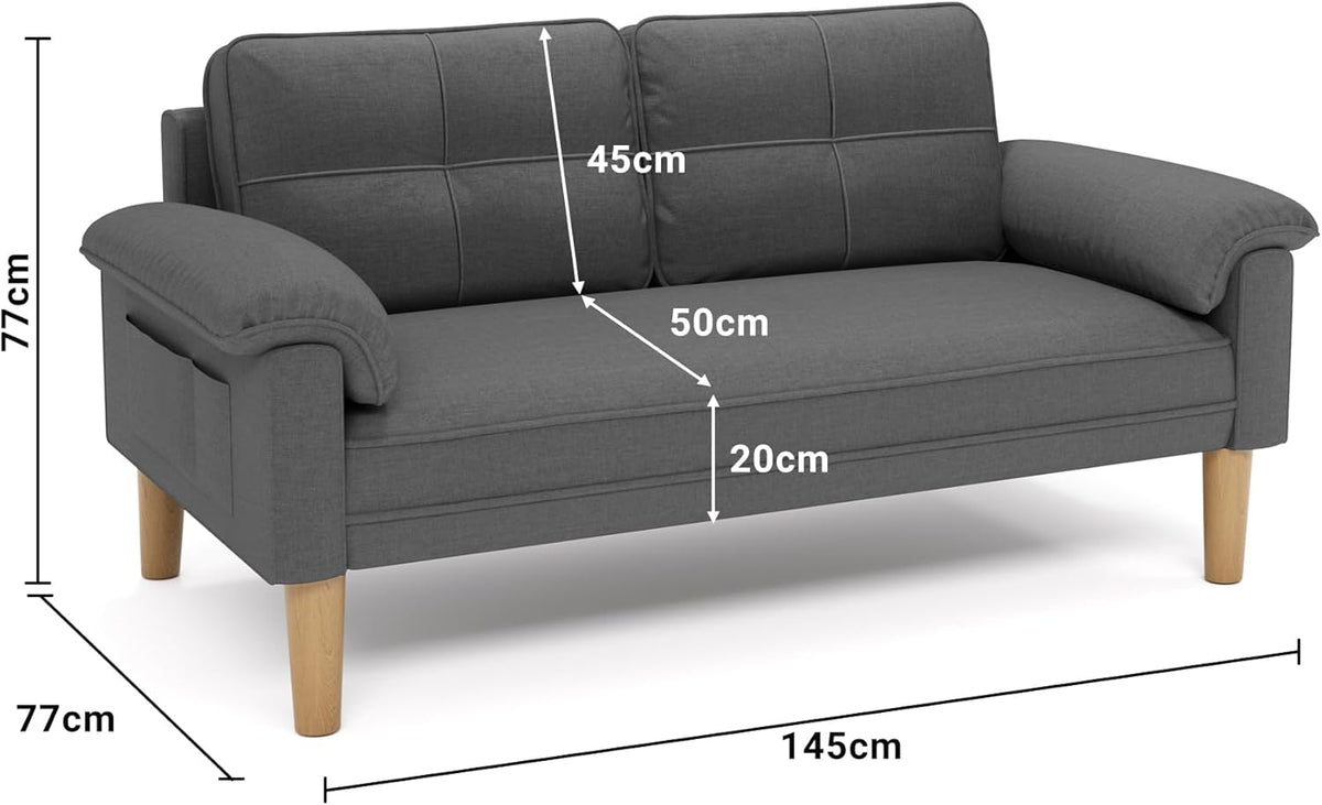 Xbro 2-Sitzer Stoffsofa – Modernes Loveseat, Mit Armlehnen und Seitentasche