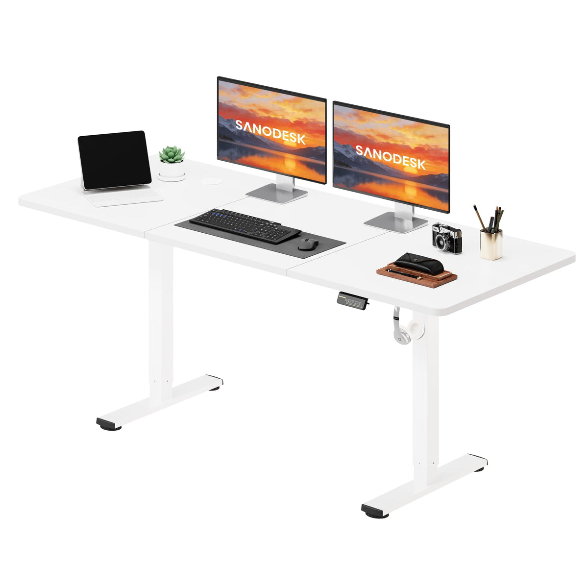SANODESK höhenverstellbarer Schreibtisch – XXL Stehschreibtisch elektrisch, ergonomisch, stabil