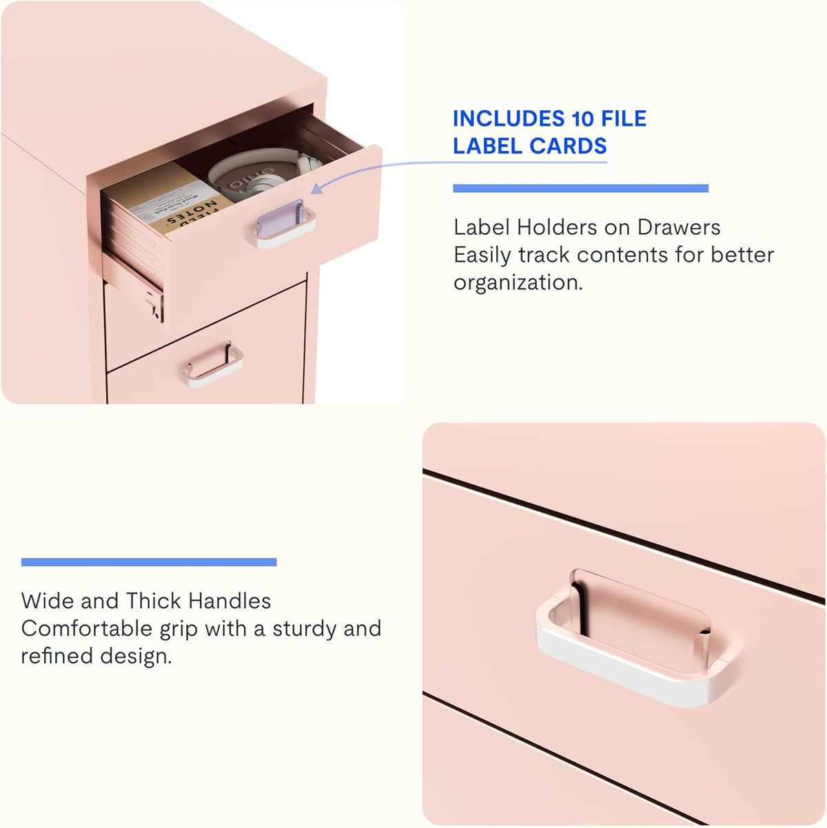 FLEXISPOT Rollcontainer Büroschrank mit 3 Schubladen | Mobiler Aktenschrank Metallkommode mit Rollen | Schreibtisch-Unterschrank für Zuhause & Büro
