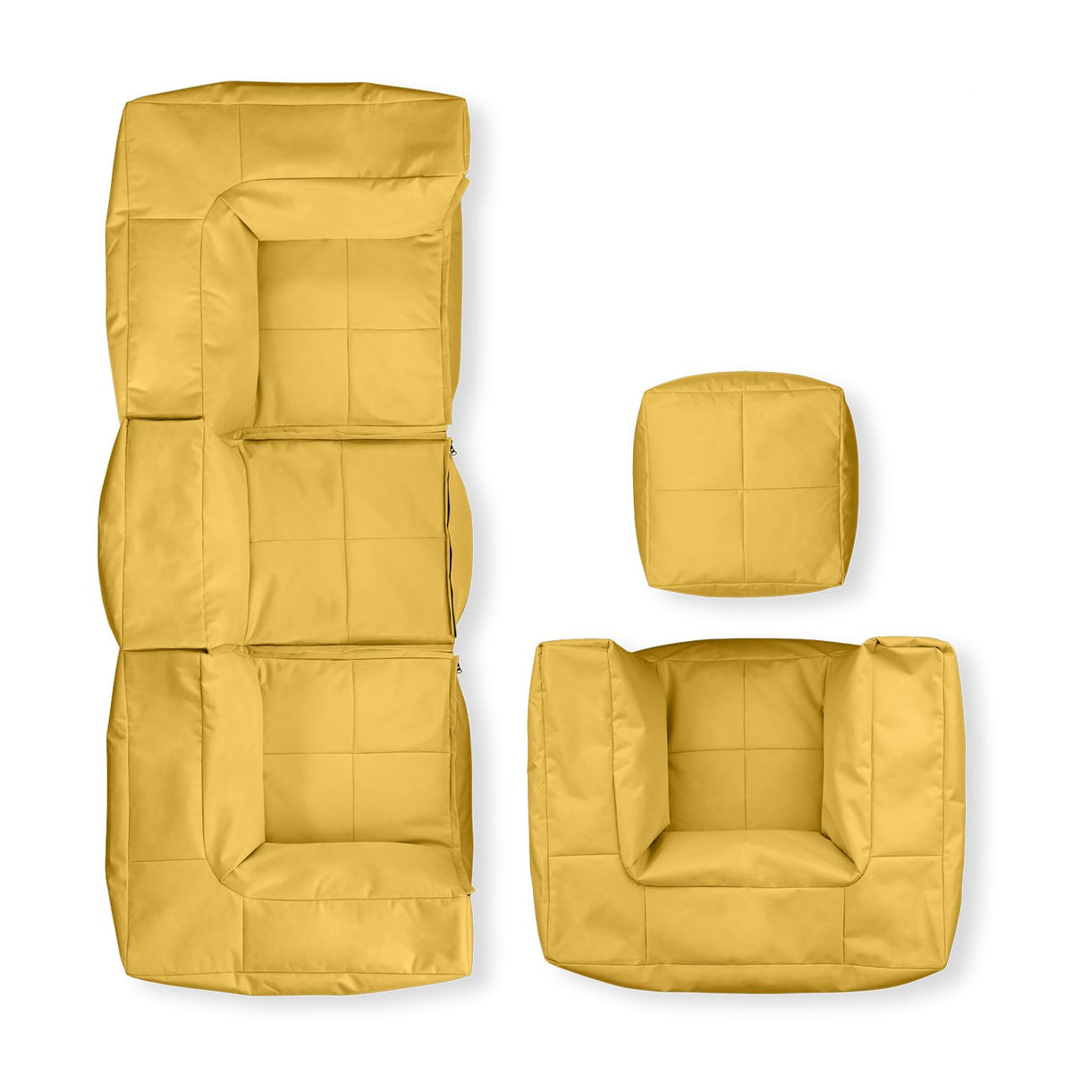 Lumaland Modulares Cord Sitzsack Sofa Set – Bean Bag Module mit EPS-Füllung, Weich, Indoor, Modern