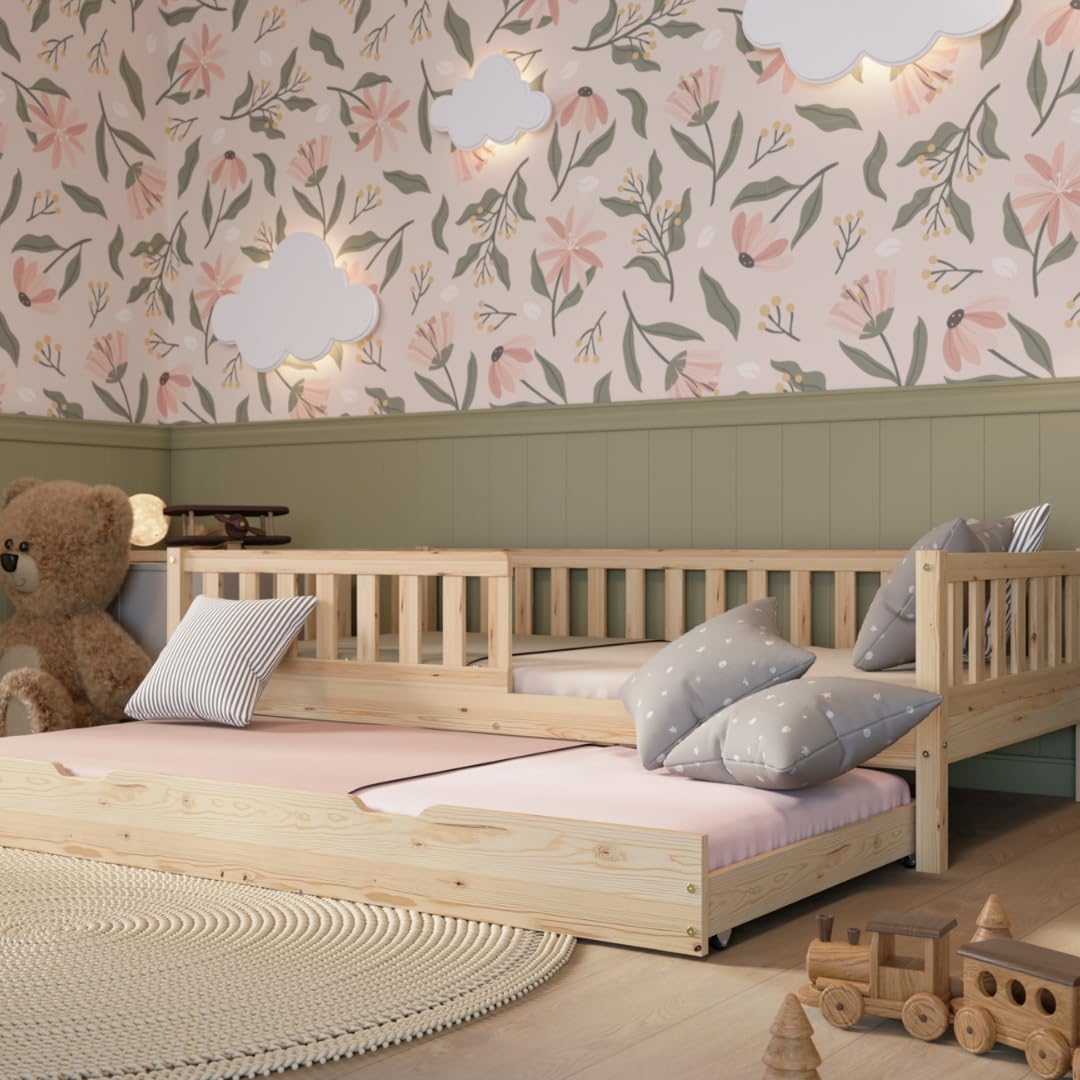 Crazy Pine Montessori Kinderbett – Mitwachsend, Holz, Rausfallschutz