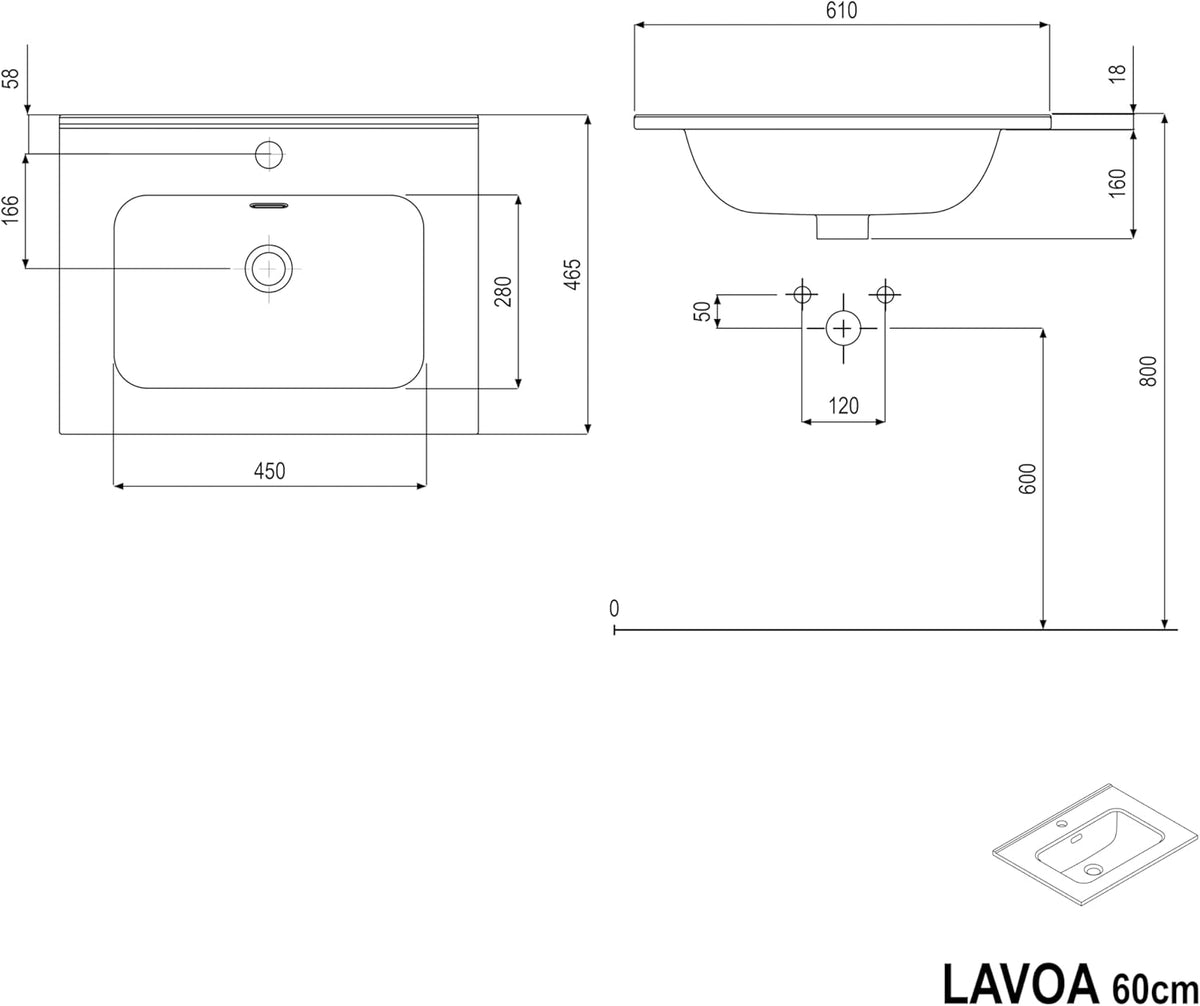 BERNSTEIN Badmöbel-Set Lavoa – Waschtisch mit Unterschrank, 2 Schubladen, Soft-Close, modernes Waschtisch-Set