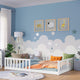 Bellabino Vere Montessori Bodenbett 140x200 cm Weiß – Kinderbett aus Kiefer mit Rausfallschutz & Lattenrost