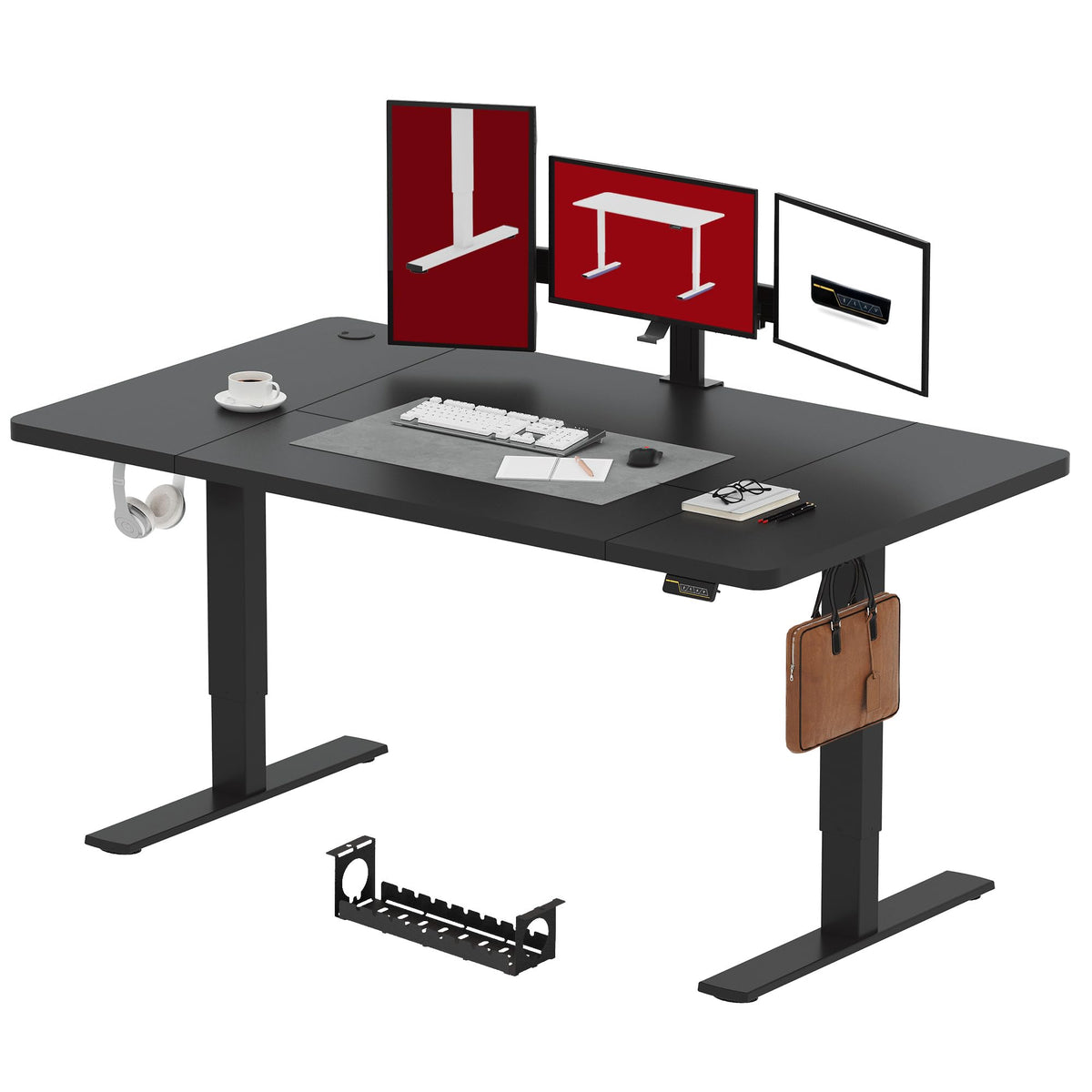 SANODESK höhenverstellbarer Schreibtisch – XXL Stehschreibtisch elektrisch, ergonomisch, stabil
