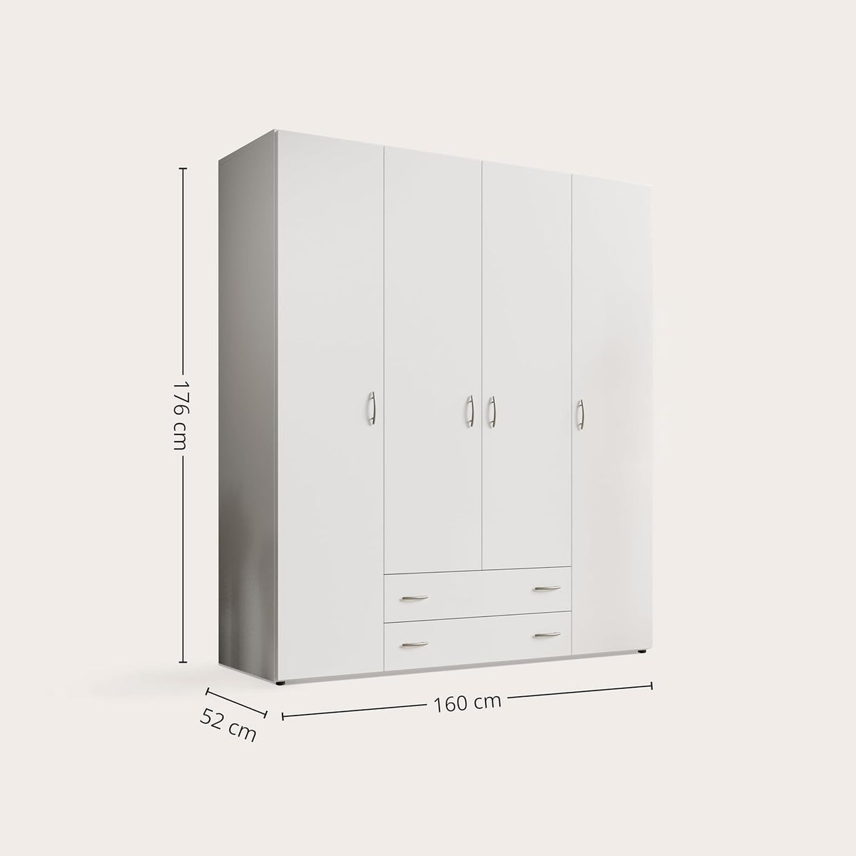 Stella Trading Kleiderschrank mit Drehtüren – Holzschrank für Schlafzimmer, zeitloses Design