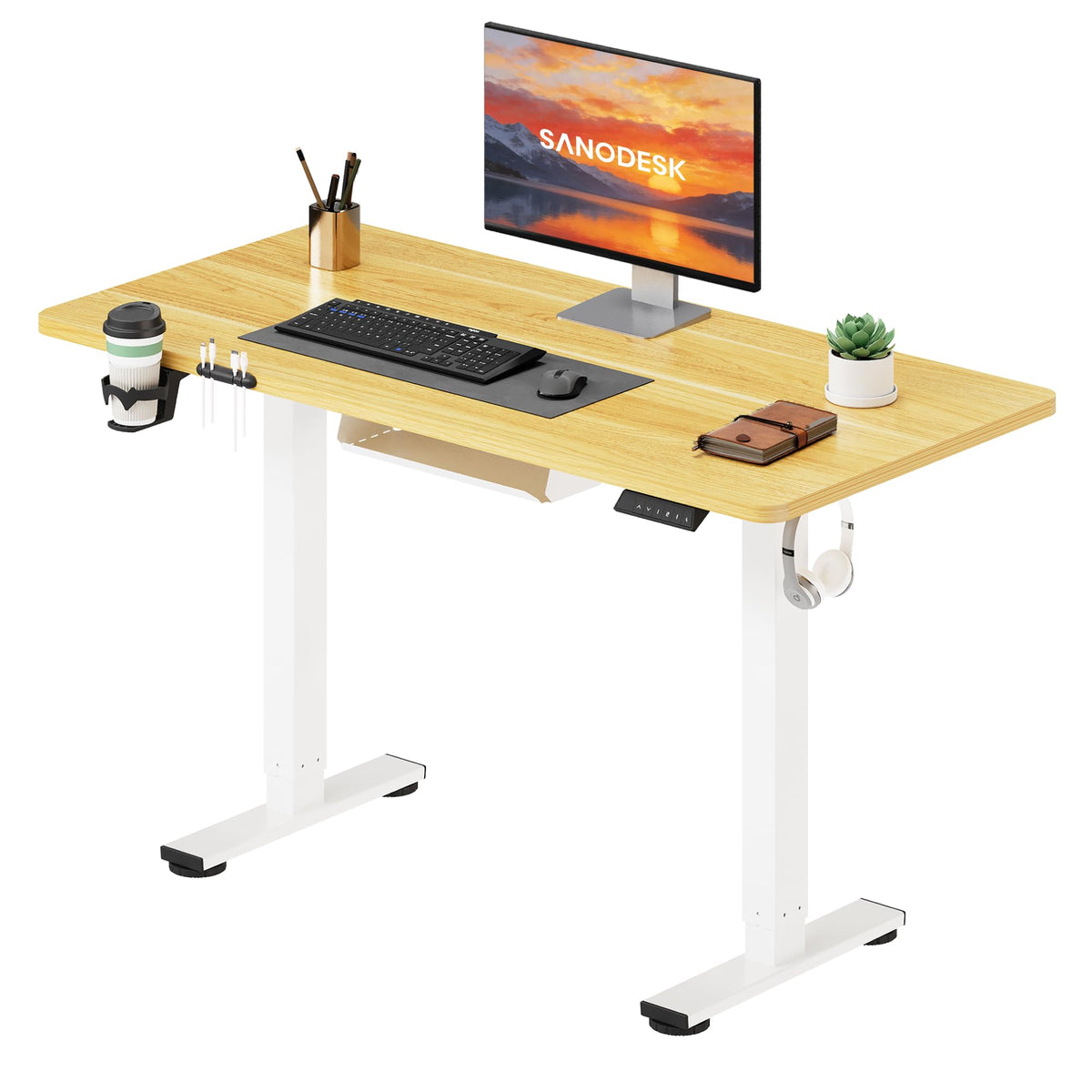 SANODESK höhenverstellbarer Schreibtisch – XXL Stehschreibtisch elektrisch, ergonomisch, stabil