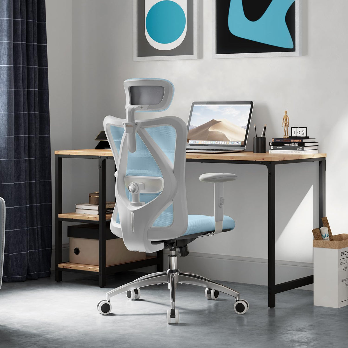 SIHOO Ergonomischer Bürostuhl – Verstellbare Lendenstütze, Kopfstütze, Wippfunktion, Belastbar bis 150 kg