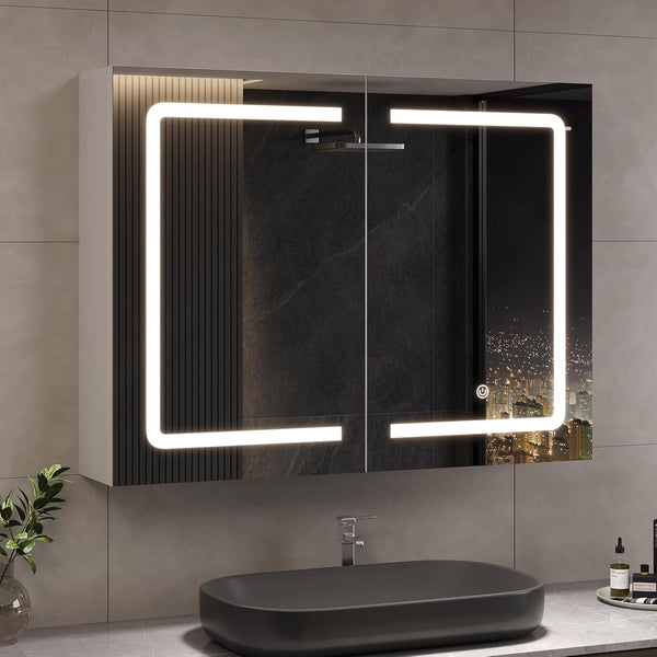 DICTAC LED Bathroom Mirror Cabinet with Socket and Touch Sensor