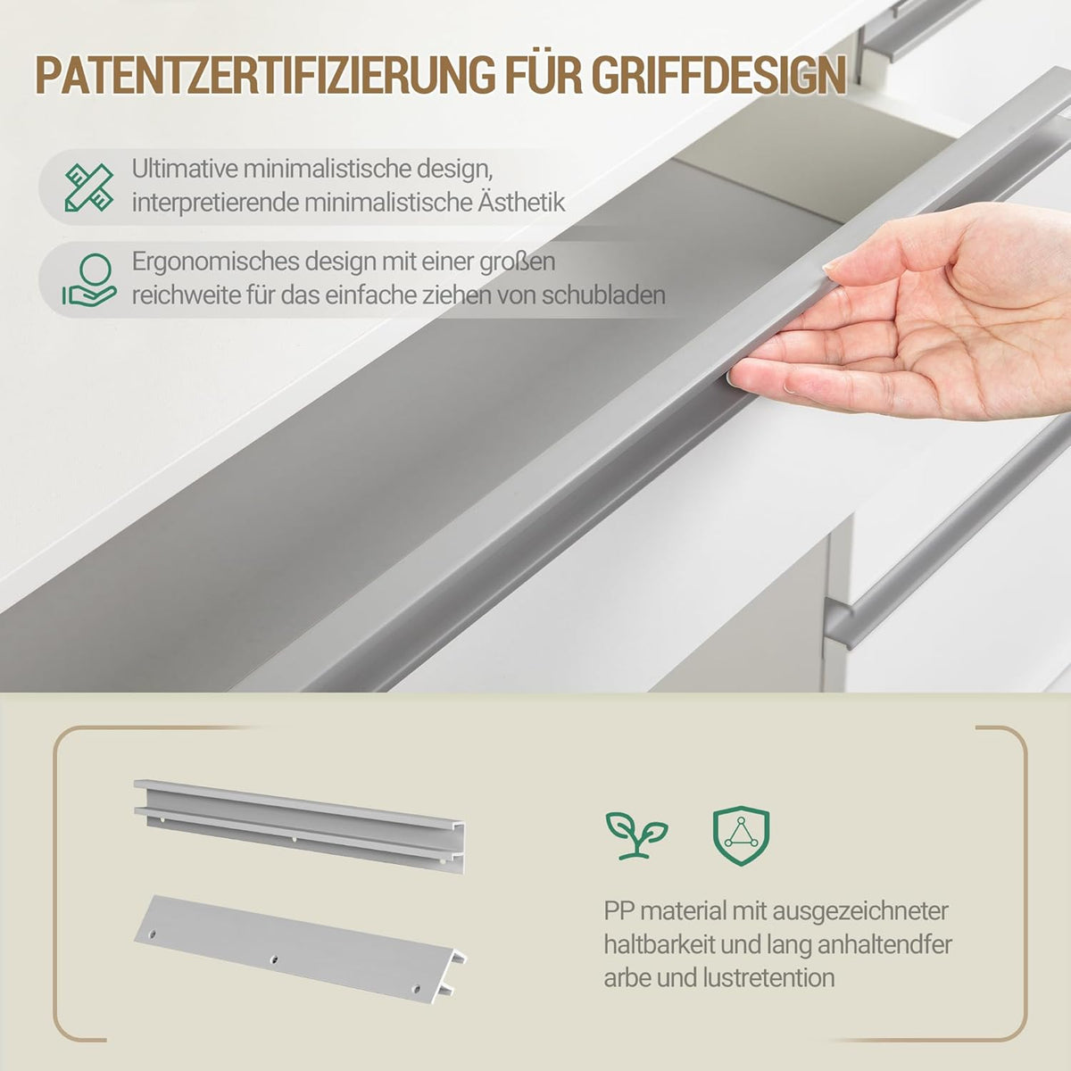 Hzuaneri Schminktisch mit LED-Spiegel, 9 Schubladen, Weiß-Silber