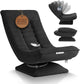 JUSKYS Relaxsessel Korsika, Cord, 360° drehbar & klappbar, Dunkelgrau, Metallrahmen