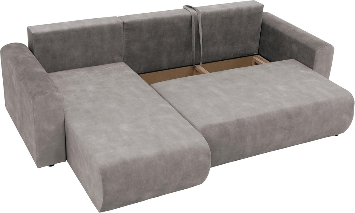 Mirjan24 Ecksofa Eliwo L-Form, Schlafsofa mit Bettkasten, Wohnlandschaft mit Schlaffunktion, modernes Polstersofa, universelle Ottomane