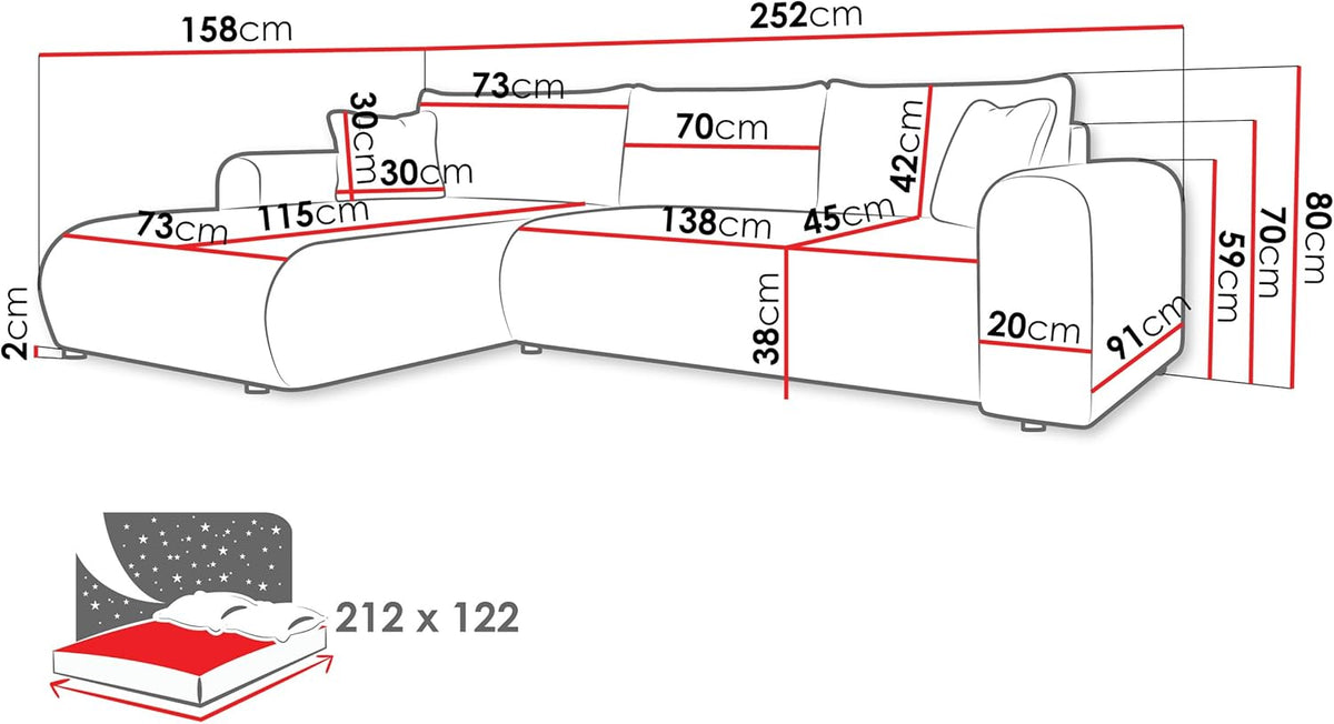 Mirjan24 Ecksofa Eliwo L-Form, Schlafsofa mit Bettkasten, Wohnlandschaft mit Schlaffunktion, modernes Polstersofa, universelle Ottomane
