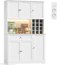 FirFurd Küchenschrank 180 cm mit LED, Steckdosenleiste & Weinregal – Buffetschrank mit Arbeitsplatte, Sideboard für Küche & Kaffeebar