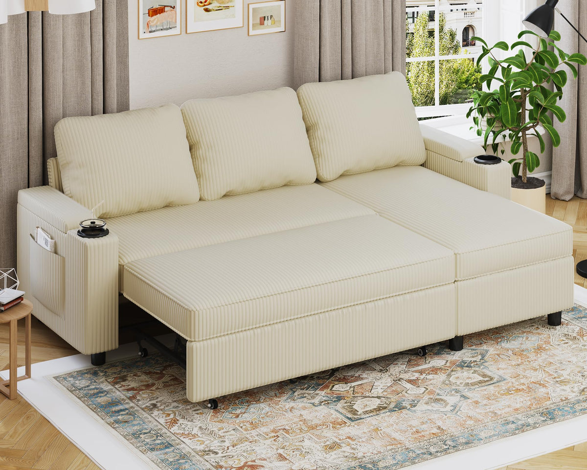 Devoko Ecksofa mit Schlaffunktion – 3-Sitzer, Bettkasten & Schlaffunktion