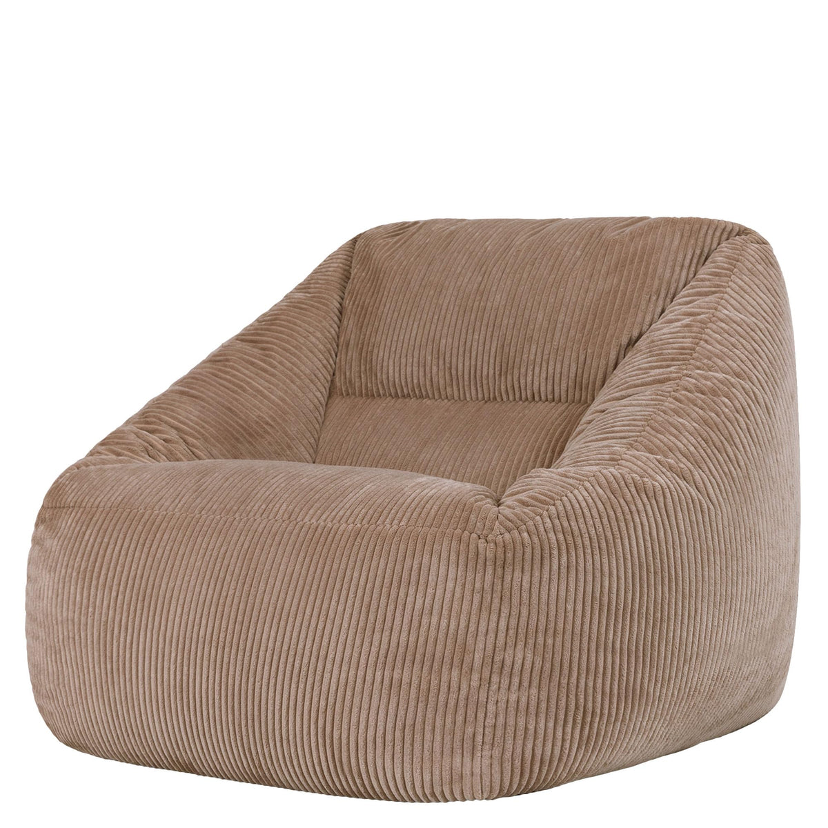 Icon Natalia Sitzsack Sessel mit Hocker Beige – Flauschiger Cord, Bean Bag Chair für Wohnzimmer & Büro