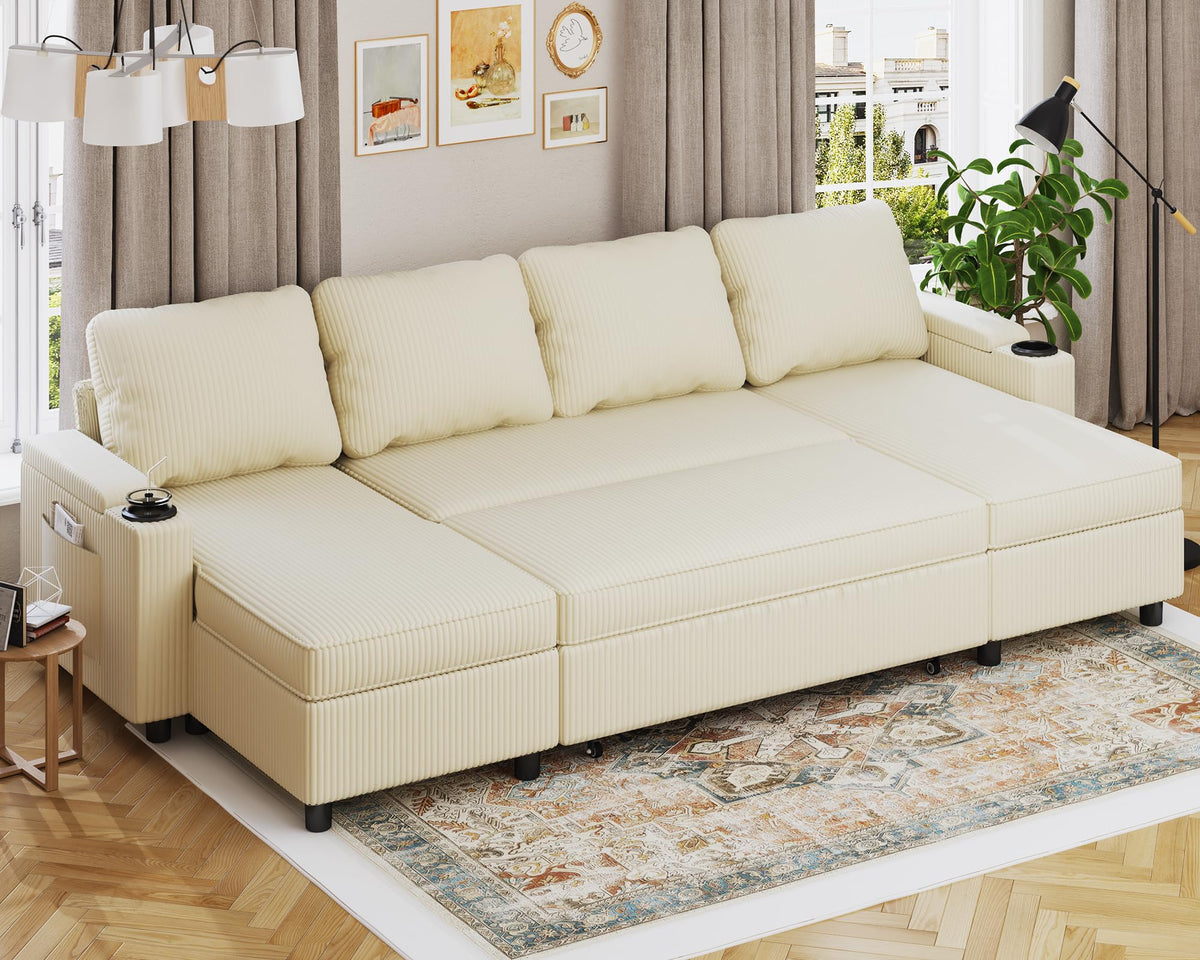 Devoko Ecksofa mit Schlaffunktion – 3-Sitzer, Bettkasten & Schlaffunktion