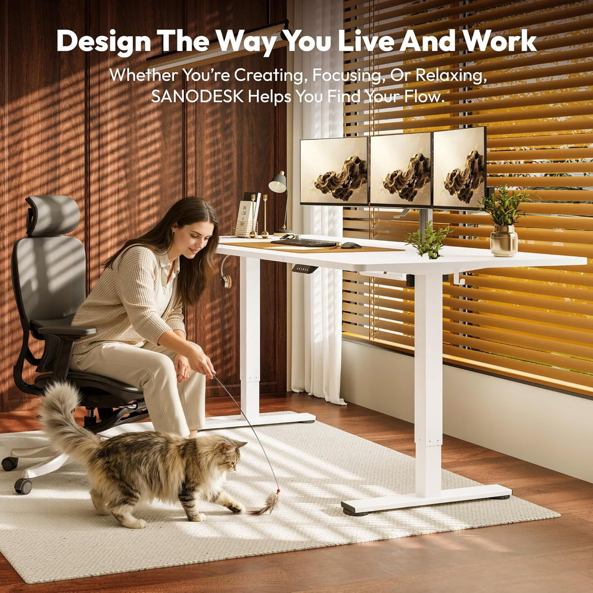 SANODESK höhenverstellbarer Schreibtisch – XXL Stehschreibtisch elektrisch, ergonomisch, stabil