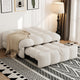 MOBETTRES Polsterbett 2-in-1 Beige – Ausziehbares Schlafsofa & Fußhocker, Teddy-Samtstoff, Einzelbett