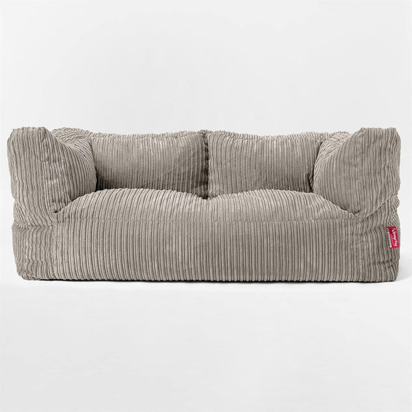 Lounge Pug 2-Sitzer Sitzsacksofa Albert, Cord Nerzfarben, Riesiger Sitzsack mit Rückenlehne, Schlafsofa