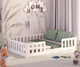 CADANI Monte Montessori Bodenbett Kinderbett mit Rausfallschutz, umbaubar, Massivholz, Rollrost, weiß