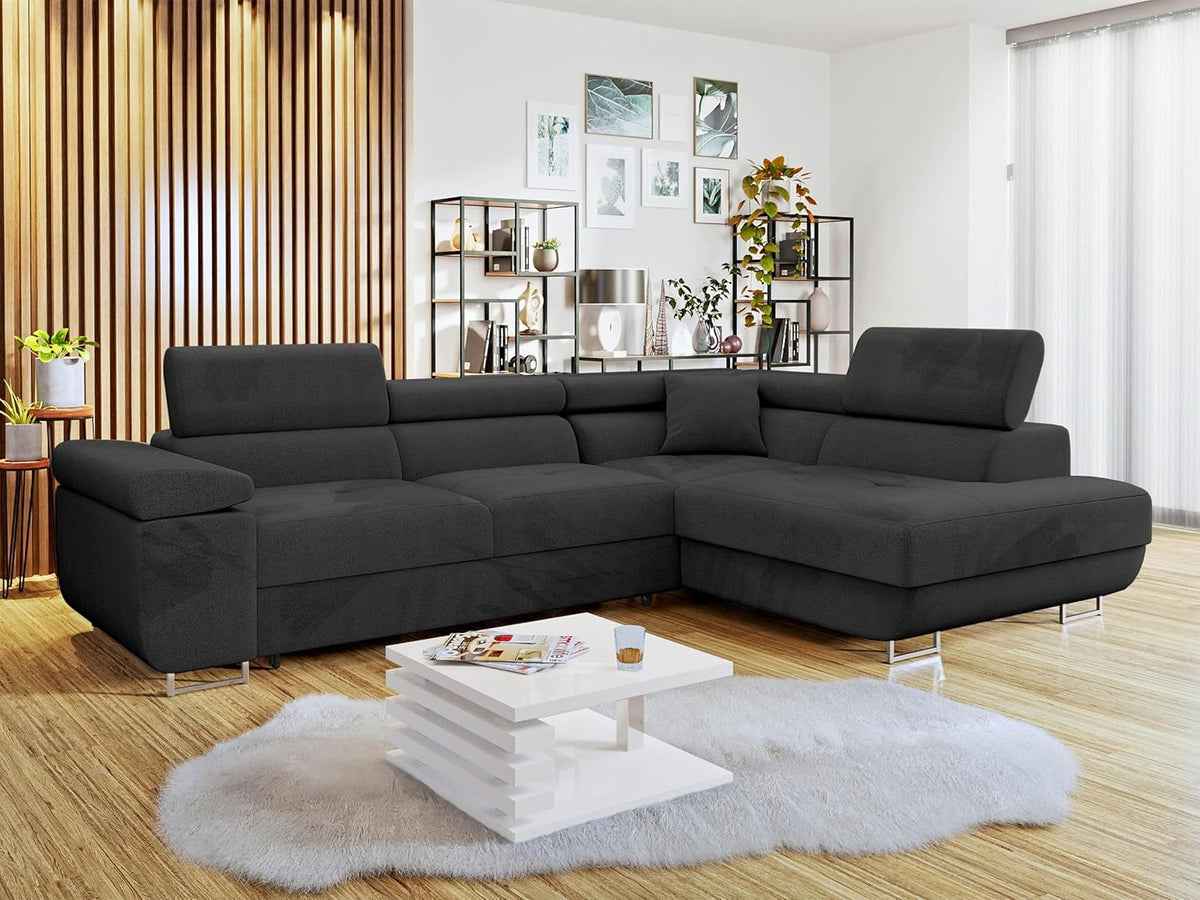 Mirjan24 Torezio Ecksofa mit Schlaffunktion und Bettkasten – 4-Sitzer L-Form