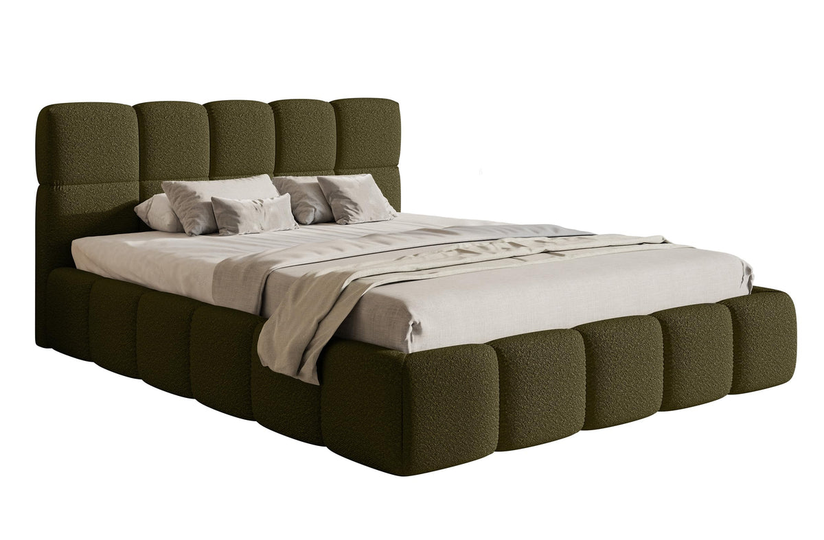 Selsey Polsterbett mit Holzrahmen | Modernes Doppelbett | Bouclé Stoff, Stabil & Langlebig