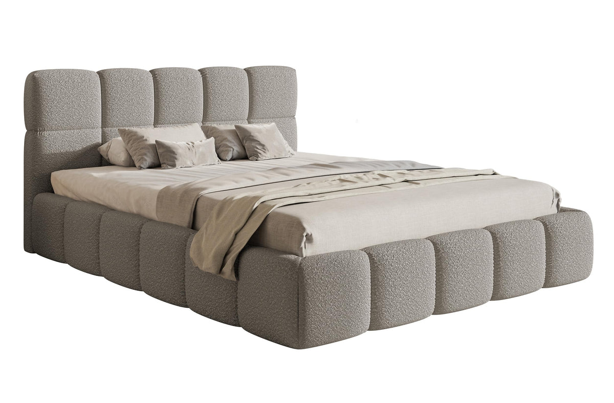 Selsey Polsterbett mit Holzrahmen | Modernes Doppelbett | Bouclé Stoff, Stabil & Langlebig