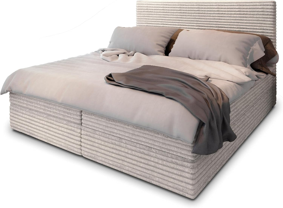 Masseno Boxspring bed PISA – Complete set with mattress & topper, storage box, upholstered bed