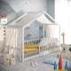 CADANI Malte Kinderbett Montessori Bodenbett Massivholz Kiefer mit Rausfallschutz und Roll-Lattenrost, Skandinavisches Hausbett für Kinder