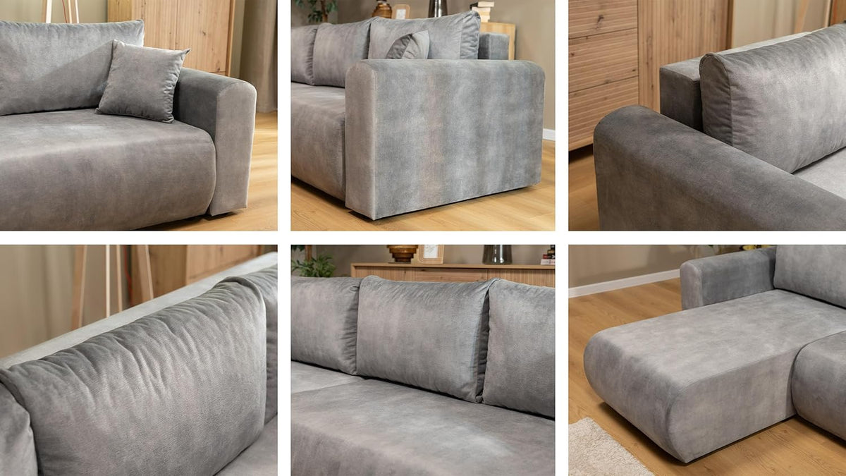 Mirjan24 Ecksofa Eliwo L-Form, Schlafsofa mit Bettkasten, Wohnlandschaft mit Schlaffunktion, modernes Polstersofa, universelle Ottomane