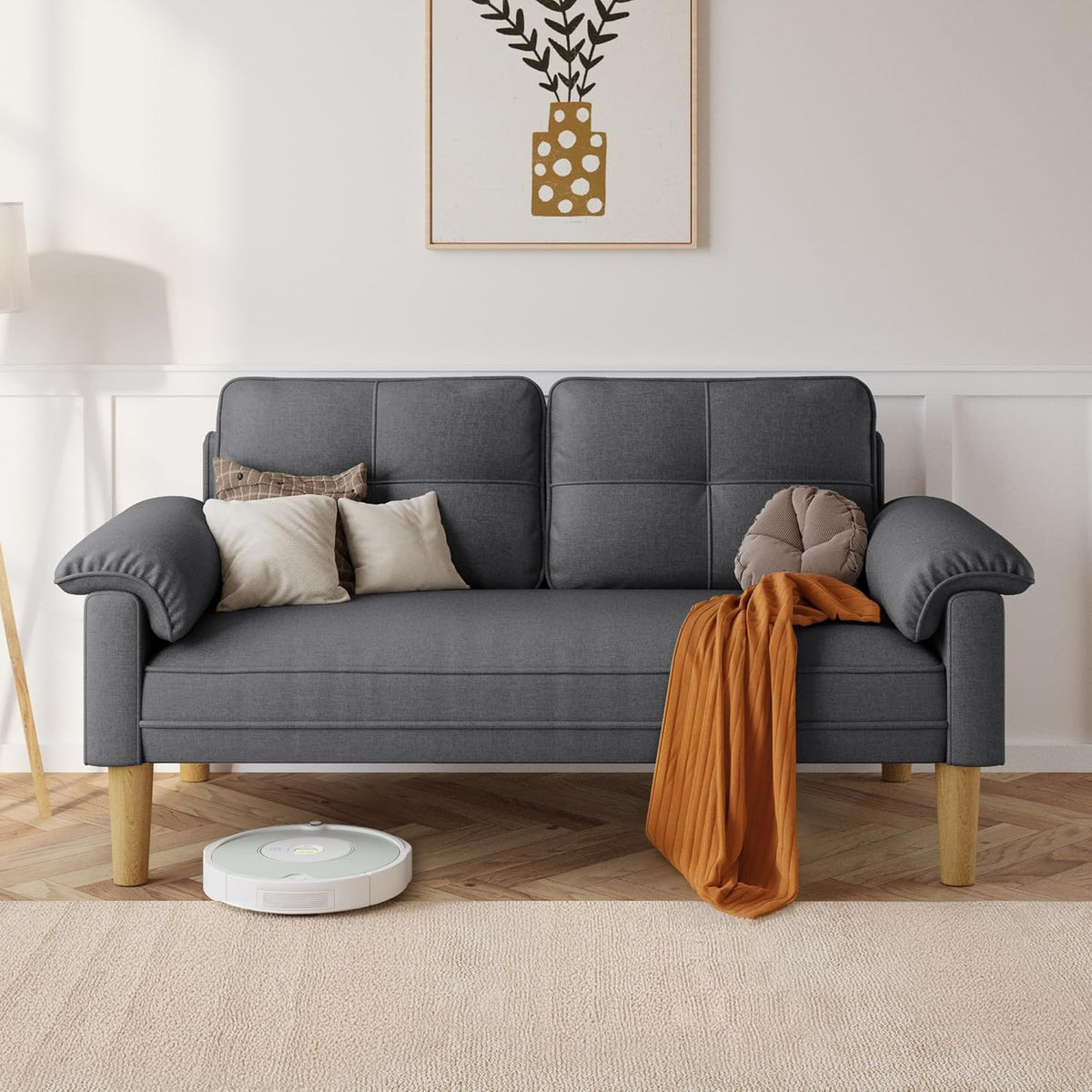 Xbro 2-Sitzer Stoffsofa – Modernes Loveseat, Mit Armlehnen und Seitentasche